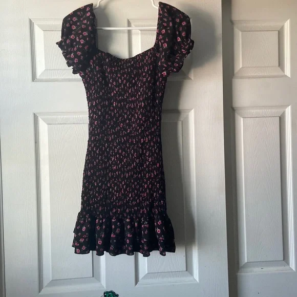 black and pink dress forever 21 Black and Purple Floral Wrap Dress FOREVER 21